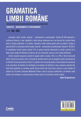 Copertă produs Gramatica limbii rom&acirc;ne. Exerciții &ndash; antrenament și performanță. Clasele VII-VIII