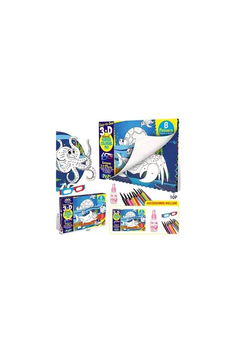 Copertă produs Carte de colorat lavabilă cu ochelari 3D - Oceanul