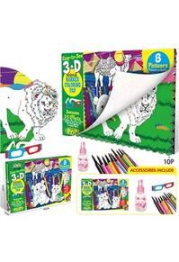 Copertă produs Carte de colorat lavabilă cu ochelari 3D - Animale sălbatice