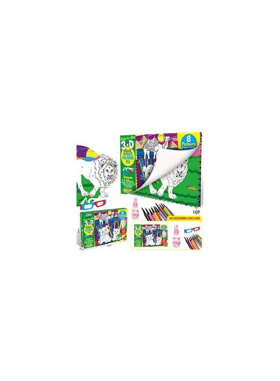 Copertă produs Carte de colorat lavabilă cu ochelari 3D - Animale sălbatice - gallery big 1