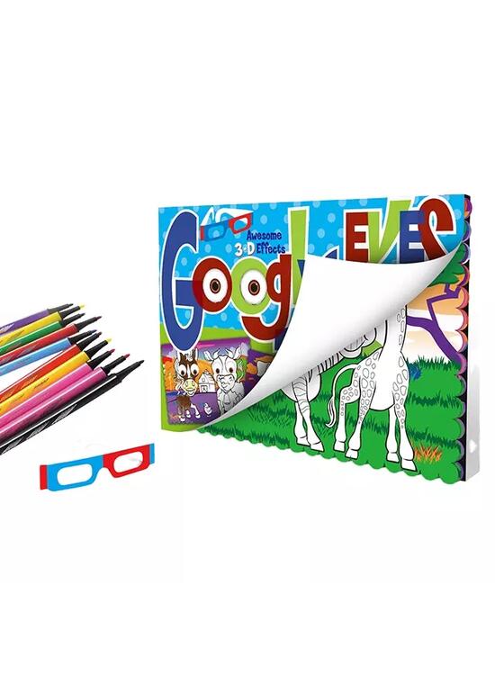 Copertă produs Carte de colorat lavabilă cu ochelari 3D - Animale năzdrăvane - gallery big 1