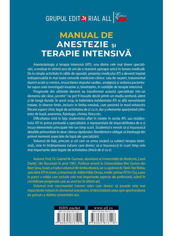 Copertă produs Anestezie. Manual de anestezie şi terapie intensivă (Vol. 1) - gallery big 2