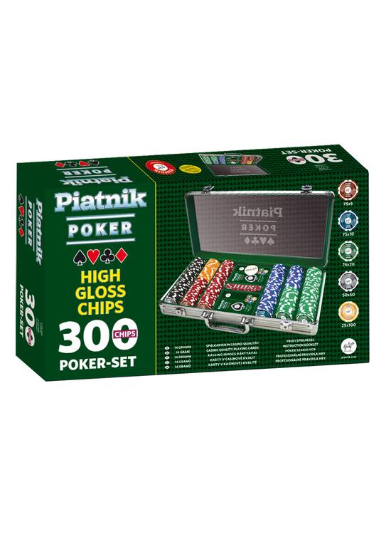 Copertă produs Set Piatnik Poker profesional - 300 jetoane de cazinou de 14 grame, 2 pachete cărți de joc, 5 zaruri - gallery big 1