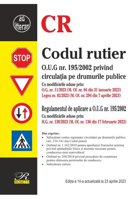 Copertă produs Codul rutier. Ediția a 14‐a actualizată la 23 aprilie 2023