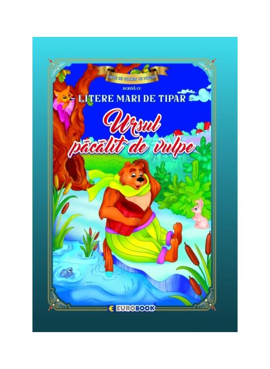 Copertă produs Carte de colorat cu povești scrisă cu litere mari de tipar. Ursul păcălit de vulpe - gallery big 1