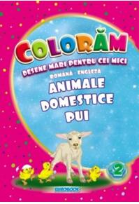 Copertă produs Animale domestice pui. Desene mari pentru cei mici rom&acirc;nă-engleză