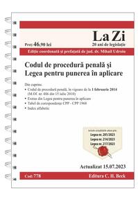 Copertă produs Codul de procedură penală şi Legea pentru punerea &icirc;n aplicare. Cod 778. Actualizat la 15.07.2023