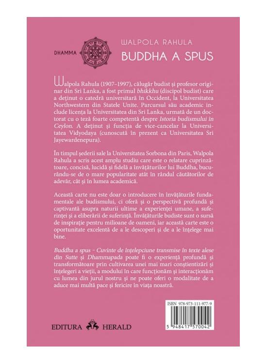 Copertă produs Buddha a spus. Cuvinte de &icirc;nțelepciune transmise &icirc;n texte alese din Sutte și Dhammapada - gallery big 2