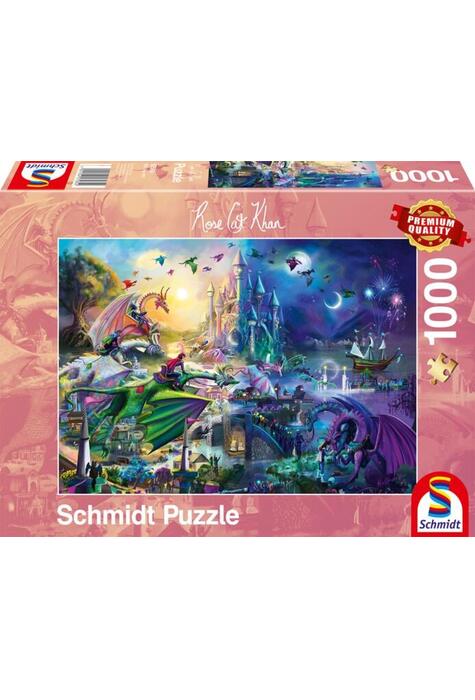 Copertă produs Puzzle Schmidt: Rose Cat Khan - Competiție nocturnă de dragoni, 1000 piese
