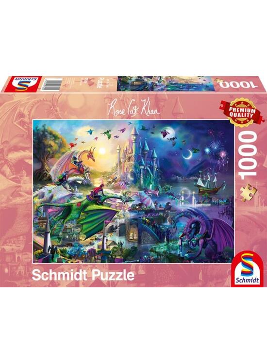 Copertă produs Puzzle Schmidt: Rose Cat Khan - Competiție nocturnă de dragoni, 1000 piese - gallery big 1