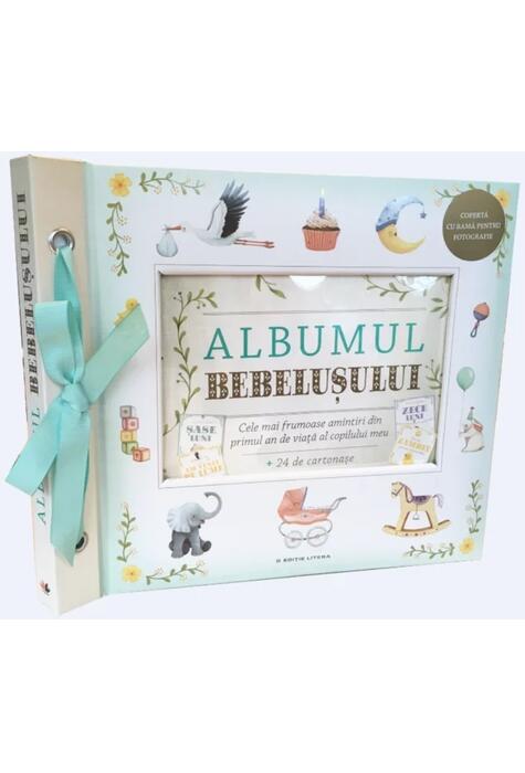 Copertă produs Albumul Bebelușului. Cele mai frumoase amintiri din primul an de viața al copilului meu (24 de cartonașe cu evenimente importante)