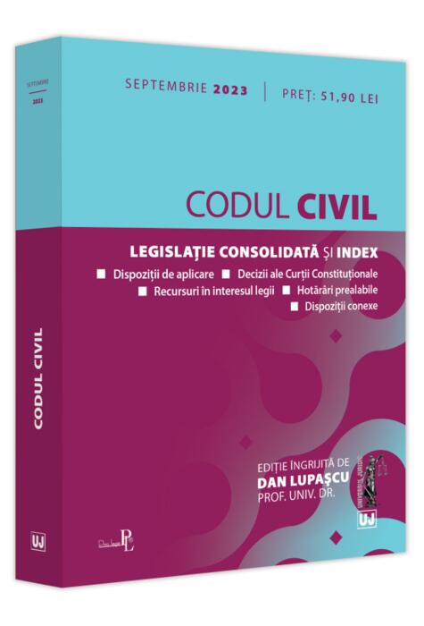 Copertă produs Codul civil. Legislație consolidată și index (septembrie 2023)