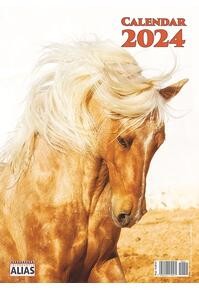 Copertă produs Calendar de perete cu Cai 2024, format 31x52,5 cm, 12+1 file