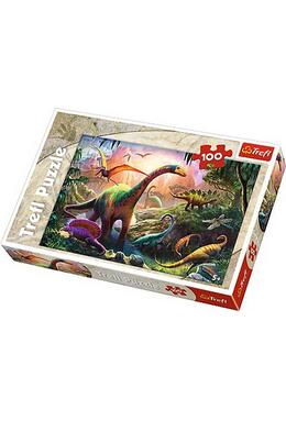 Copertă produs Puzzle 100 piese &bdquo;Pe tăr&acirc;mul dinozaurilor&rdquo;