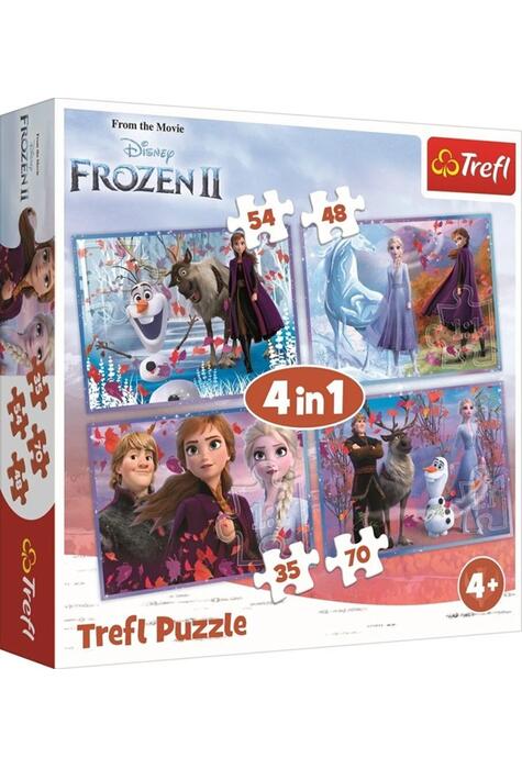 Copertă produs Puzzle 4 &icirc;n 1 (35+48+54+70 piese) &bdquo;Frozen 2 - Călătorie către necunoscut&rdquo;