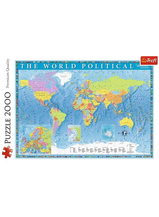 Copertă produs Puzzle 2000 piese &bdquo;Harta politică&rdquo; - gallery big 1