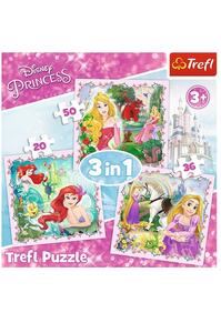 Copertă produs Puzzle 3 în 1 (20+36+50 piese) „Prințese”