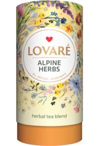 Copertă produs Tub de ceai Lovar&eacute; - Alpine Herbs: Amestec de ceai verde, măceș, plante și petale de flori 80 g