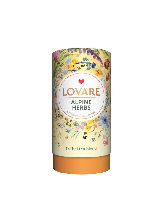Copertă produs Tub de ceai Lovar&eacute; - Alpine Herbs: Amestec de ceai verde, măceș, plante și petale de flori 80 g - gallery big 1