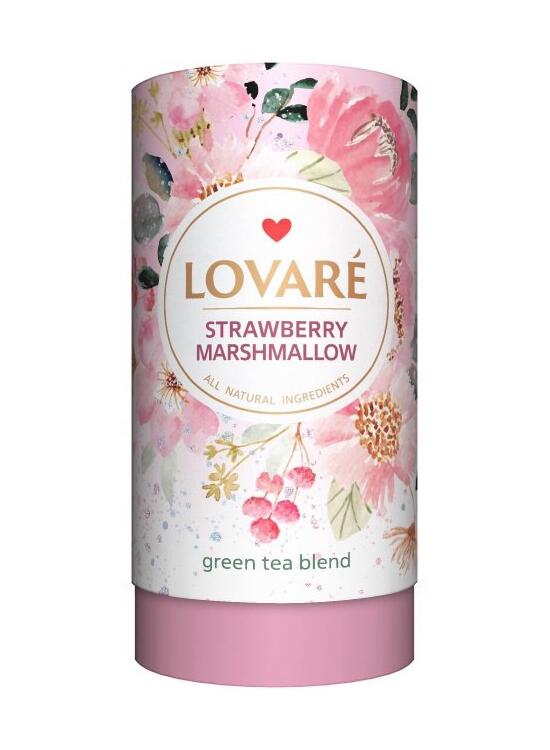 Copertă produs Tub de ceai Lovar&eacute; - Strawberry Marshmallow: Amestec de ceai verde, căpșuni și petale de albăstrele 80 g - gallery big 1