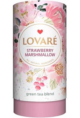 Copertă produs Tub de ceai Lovar&eacute; - Strawberry Marshmallow: Amestec de ceai verde, căpșuni și petale de albăstrele 80 g