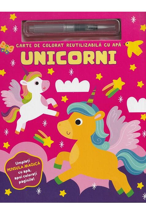 Copertă produs Unicorni. Carte de colorat reutilizabilă cu apă