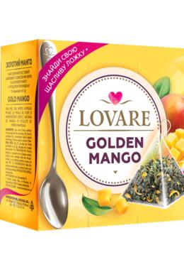 Copertă produs Cutie cu 15 piramide de ceai Lovar&eacute; - Golden Mango: ceai verde cu fructe și petale 30 g
