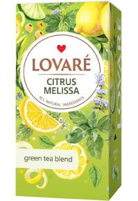 Copertă produs Cutie ceai cu 24 pliculețe Lovar&eacute; - Citrus Melissa: amestec de ceai verde, plante și fructe 48 g