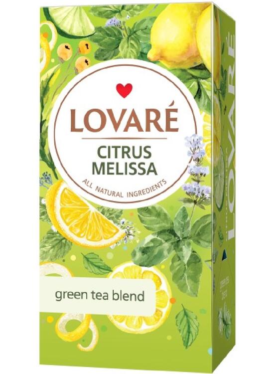 Copertă produs Cutie ceai cu 24 pliculețe Lovar&eacute; - Citrus Melissa: amestec de ceai verde, plante și fructe 48 g - gallery big 1