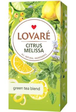 Copertă produs Cutie ceai cu 24 pliculețe Lovar&eacute; - Citrus Melissa: amestec de ceai verde, plante și fructe 48 g