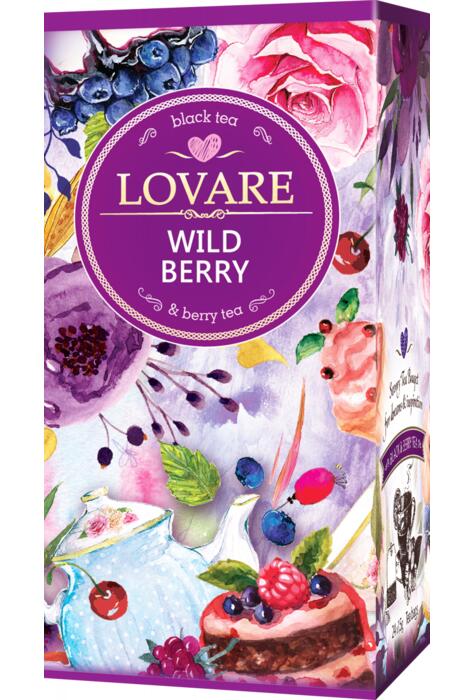 Copertă produs Cutie ceai cu 24 pliculețe Lovar&eacute; - Wild Berry: amestec de ceai negru și fructe de pădure 48 g