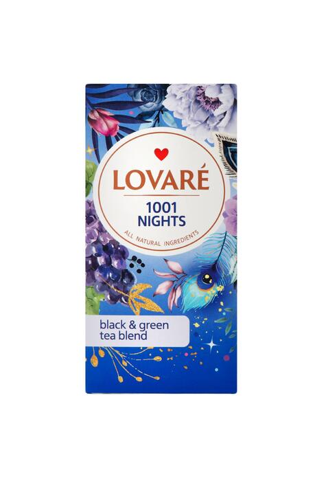 Copertă produs Cutie ceai cu 24 pliculețe Lovar&eacute; - 1001 Nights: amestec de ceai negru, plante și fructe 48 g