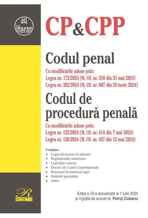 Copertă produs Codul penal. Codul de procedură penală