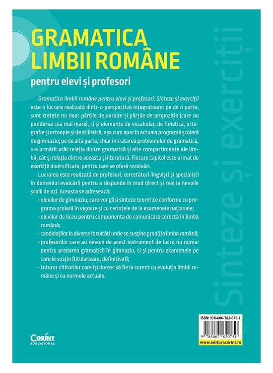Copertă produs Gramatica limbii rom&acirc;ne pentru elevi și profesori. Sinteze și exerciții - gallery big 2