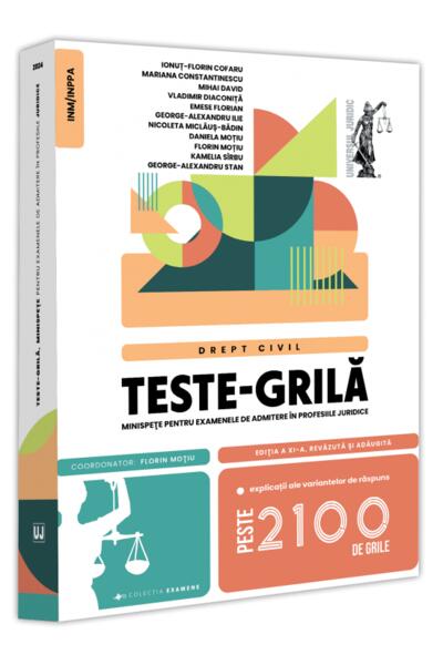 Teste-grilă, minispețe pentru examenele de admitere &icirc;n profesiile juridice. Drept civil. 2024
