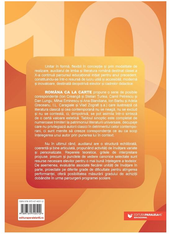 Copertă produs Rom&acirc;na ca la carte. Literatură, limbă și comunicare. Clasa a X-a - gallery big 2