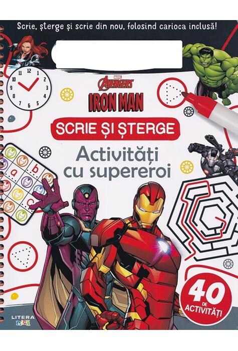 Copertă produs Marvel. Avengers. Iron Man. Scrie și șterge. Activități cu supereroi