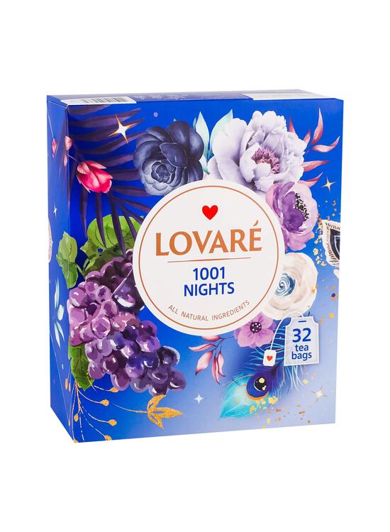 Copertă produs Cutie cu 32 pliculețe Lovar&eacute; - 1001 Nights: amestec de ceai negru, plante și fructe 64 g - gallery big 2