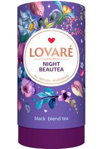 Copertă produs Tub de ceai Lovar&eacute; - Night Beautea: Amestec de ceai negru cu petale de flori și aromă de rodie, prune și smochin 80 g