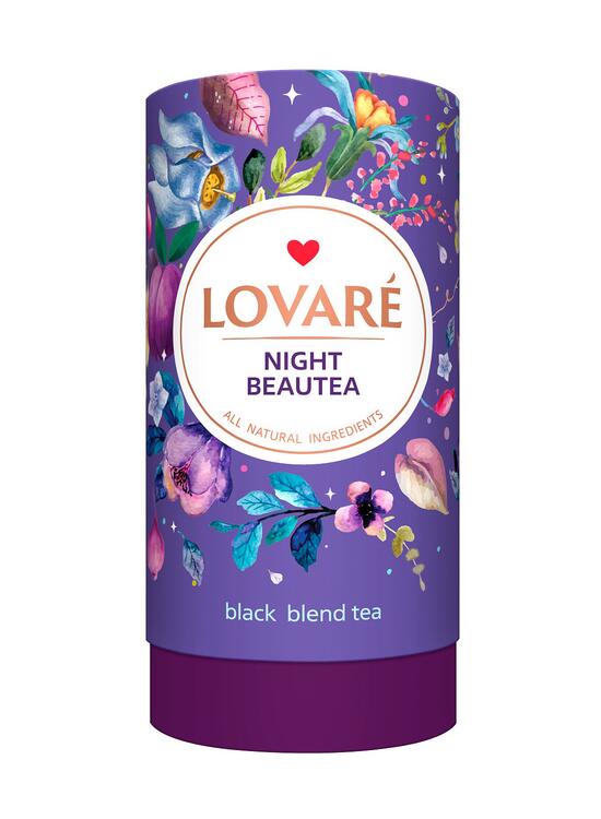Copertă produs Tub de ceai Lovar&eacute; - Night Beautea: Amestec de ceai negru cu petale de flori și aromă de rodie, prune și smochin 80 g - gallery big 1