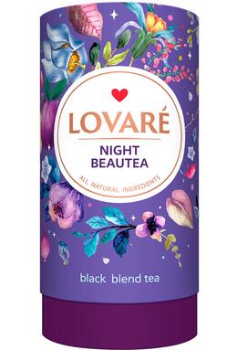 Copertă produs Tub de ceai Lovar&eacute; - Night Beautea: Amestec de ceai negru cu petale de flori și aromă de rodie, prune și smochin 80 g