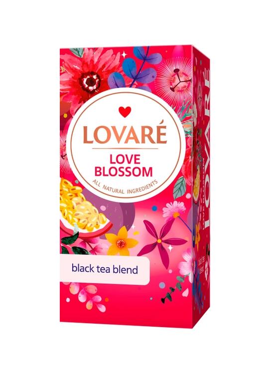 Copertă produs Cutie ceai cu 24 pliculețe Lovar&eacute; - Love Blossom: amestec de ceai negru cu fructe de pădure, petale de flori și arome de fructe 48 g - gallery big 1