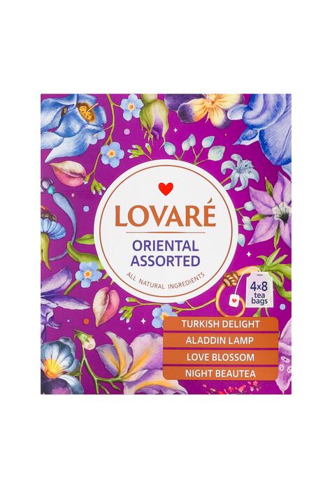 Copertă produs Cutie cu 32 pliculețe Lovar&eacute; - Oriental Assorted: amestec de ceai verde, plante și fructe 64 g