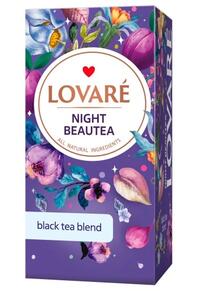 Copertă produs Cutie ceai cu 24 pliculețe Lovar&eacute; - Night Beautea: Amestec de ceai negru cu petale de flori și aromă de rodie, prune și smochin48 g