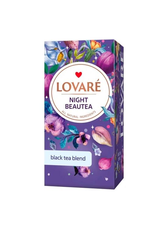 Copertă produs Cutie ceai cu 24 pliculețe Lovar&eacute; - Night Beautea: Amestec de ceai negru cu petale de flori și aromă de rodie, prune și smochin48 g - gallery big 1