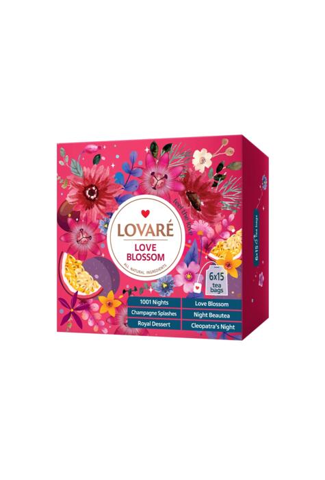 Copertă produs Cutie cu 90 pliculețe Lovar&eacute; - Love Blossom: Amestec de ceai verde cu fructe și ierburi 165 g