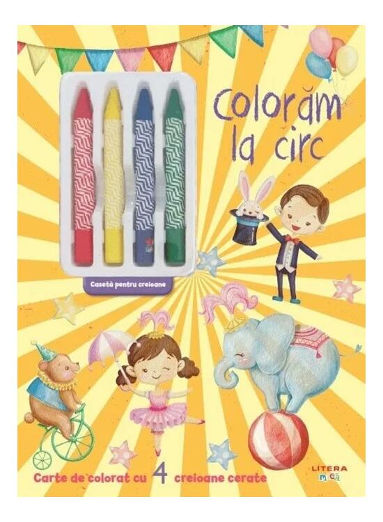 Copertă produs Colorăm la circ. Carte de colorat cu 4 creioane cerate - gallery big 1