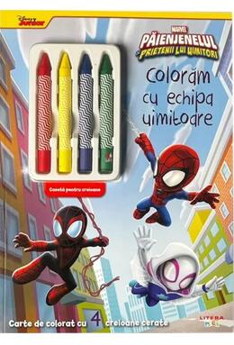 Copertă produs Disney. Marvel. Păienjenelul și prietenii lui uimitori. Carte de colorat cu 4 creioane cerate
