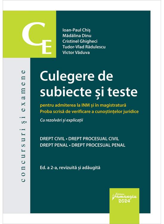 Copertă produs Culegere de subiecte și teste pentru admiterea la INM și &icirc;n magistratură - gallery big 1
