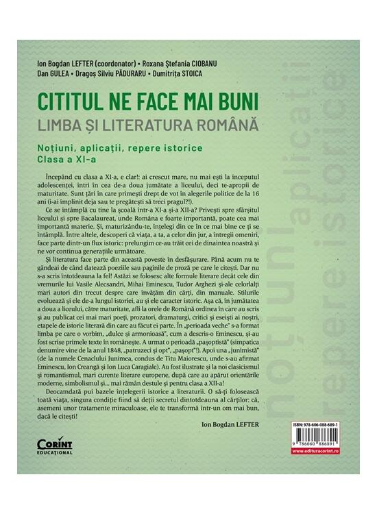 Copertă produs Cititul ne face mai buni. Limba și literatura rom&acirc;nă. Noțiuni, aplicații, repere istorice. Clasa a XI-a - gallery big 2